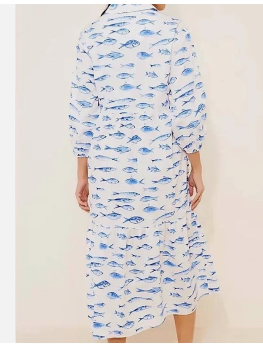 Maeve Anthropologie Xs fish dress ruffle Bettina shirt dress - Picture 2 of 6